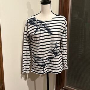 J. Crew | navy blue and white striped tee Size S